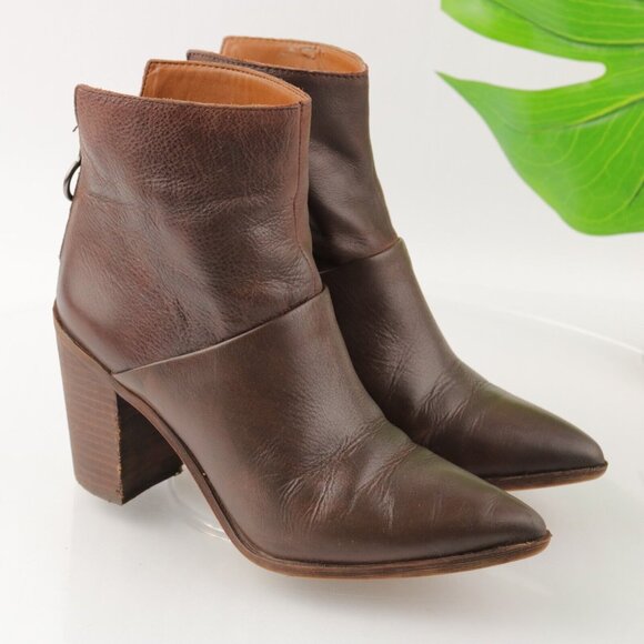 Franco Sarto Women's Mack Boot Size 7 Pointed Block Heel Brown Leather Comfy - Picture 3 of 12